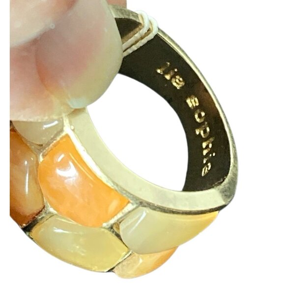 Lia Sophia Honeycomb Fall Color Ring Size 7 Antique Gold Chunky NWT - Picture 4 of 11